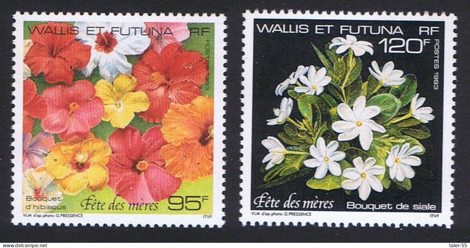 Wallis And Futuna Hibiscus Flowers Mothers' Day 2v 1993 MNH SG#624-625 Sc#445-446 - Nuevos