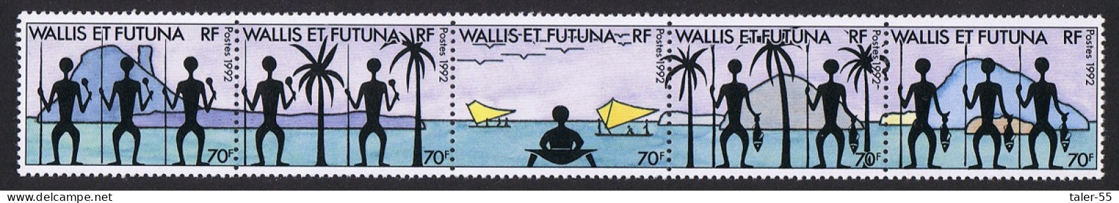 Wallis And Futuna Islands Strip Of 5v 1992 MNH SG#606-610 Sc#436 A-e - Ungebraucht