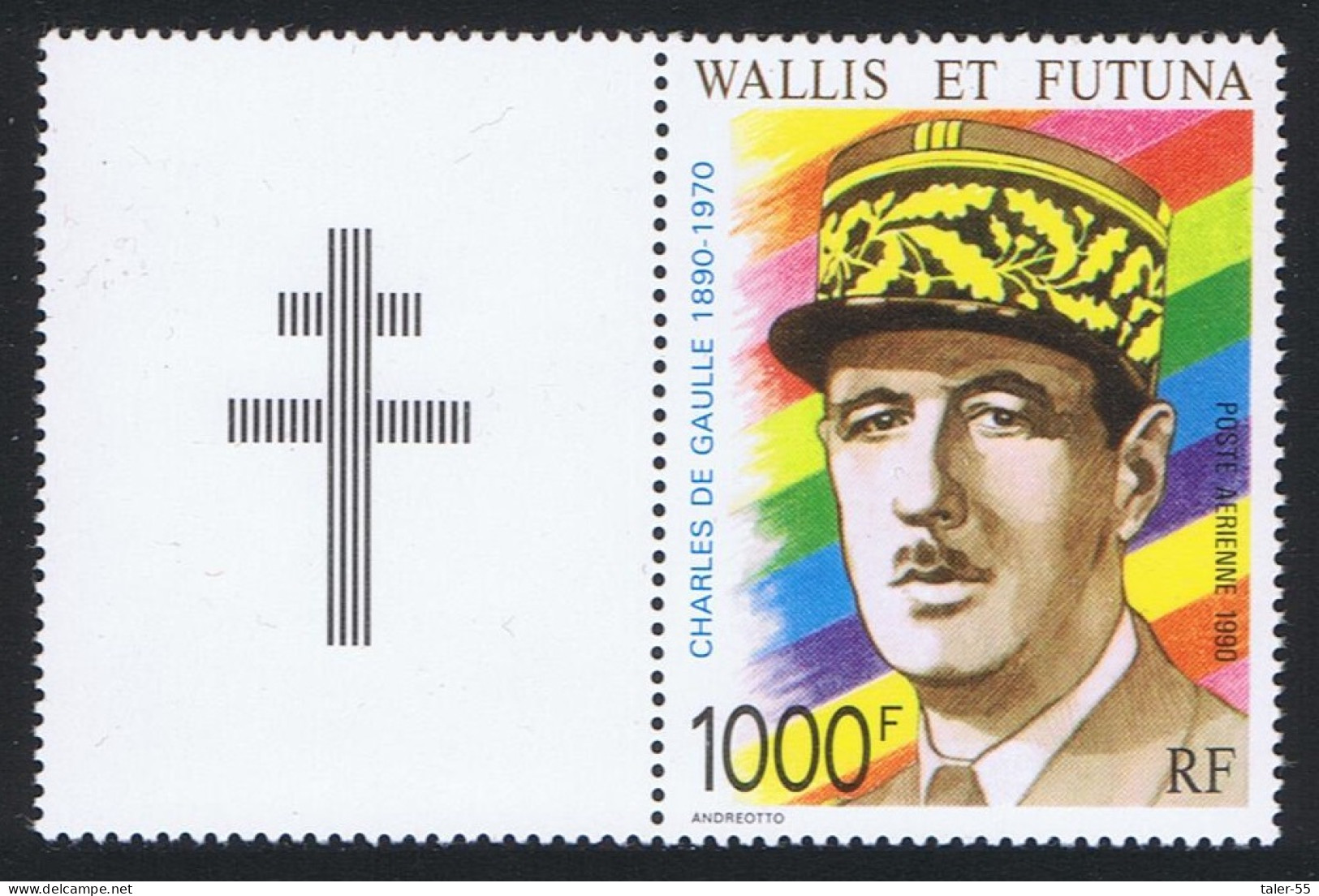 Wallis And Futuna Birth Centenary Of General De Gaulle With Label 1990 MNH SG#568 MI#587 Sc#C165 - Nuevos