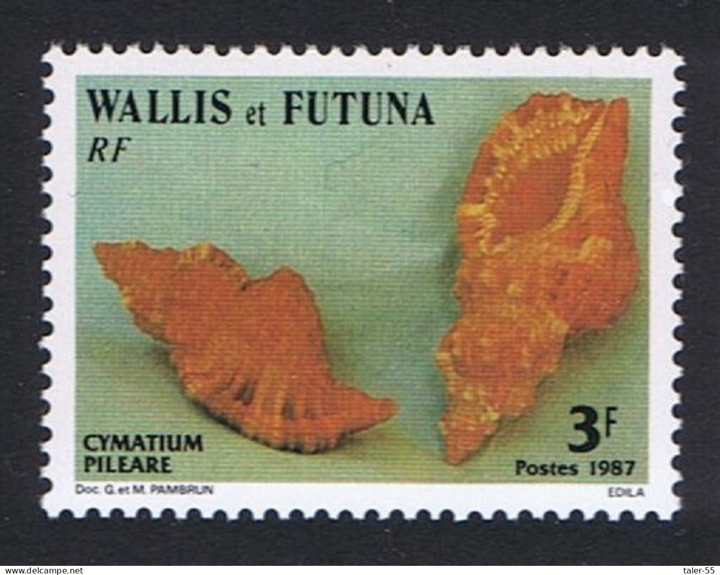 Wallis And Futuna Sea Shells 3f Common Hairy Triton 1987 MNH SG#510 Sc#354 - Unused Stamps