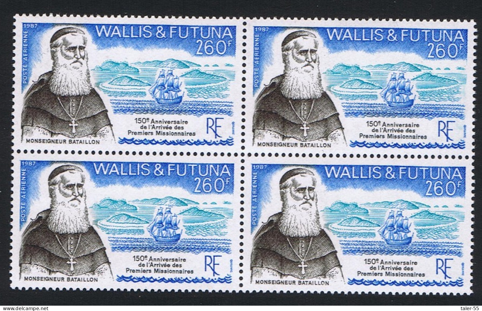 Wallis And Futuna Arrival Of First Missionaries Block Of 4 1987 MNH SG#526 Sc#C155 - Neufs