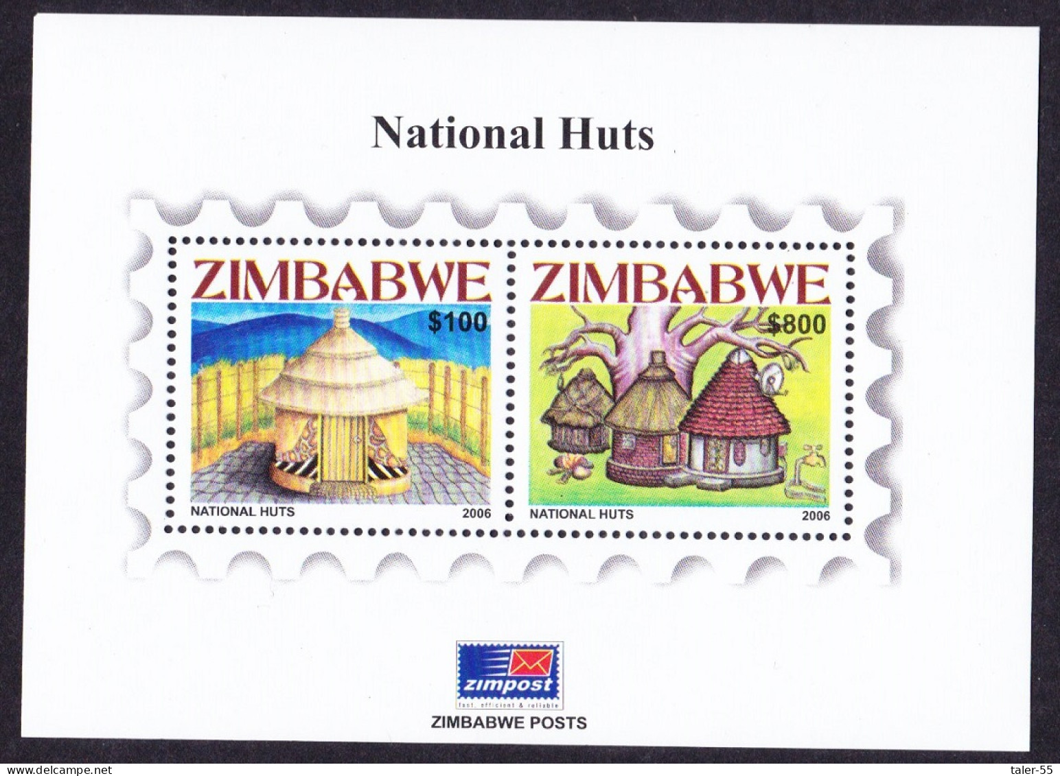 Zimbabwe National Huts MS 2006 MNH SG#MS1205 - Zimbabwe (1980-...)