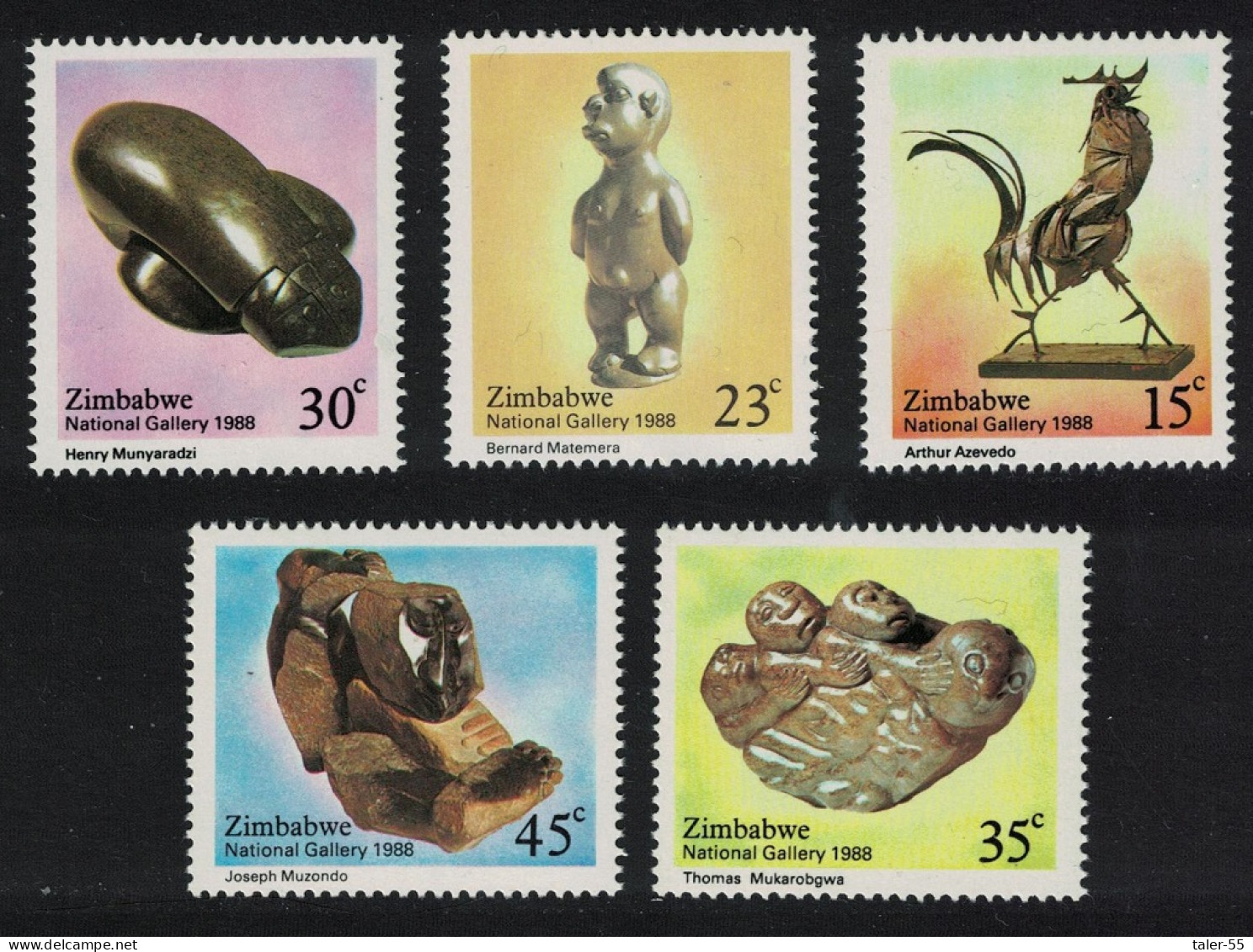 Zimbabwe Sculpture Painting Art National Gallery 5v 1988 MNH SG#728=733 - Zimbabwe (1980-...)