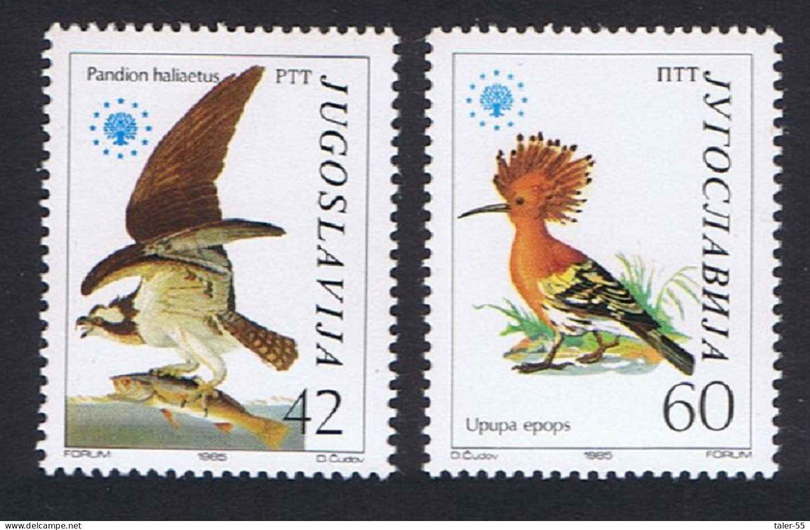 Yugoslavia Osprey Hoopoe Birds Nature Protection 2v 1985 MNH SG#2202-2203 MI#2100-2101 Sc#1728-1729 - Autres & Non Classés