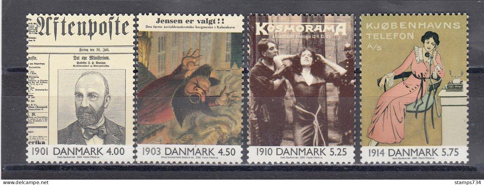 Denmark 2000 - 20th Century Events(1), Mi-Nr. 1234/37, MNH** - Unused Stamps