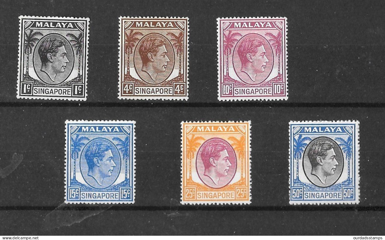 Singapore, 1948 KGVI Definitives, Perf 17.5x18 Small Selection Mm Or MNH (S901) - Singapour (...-1959)