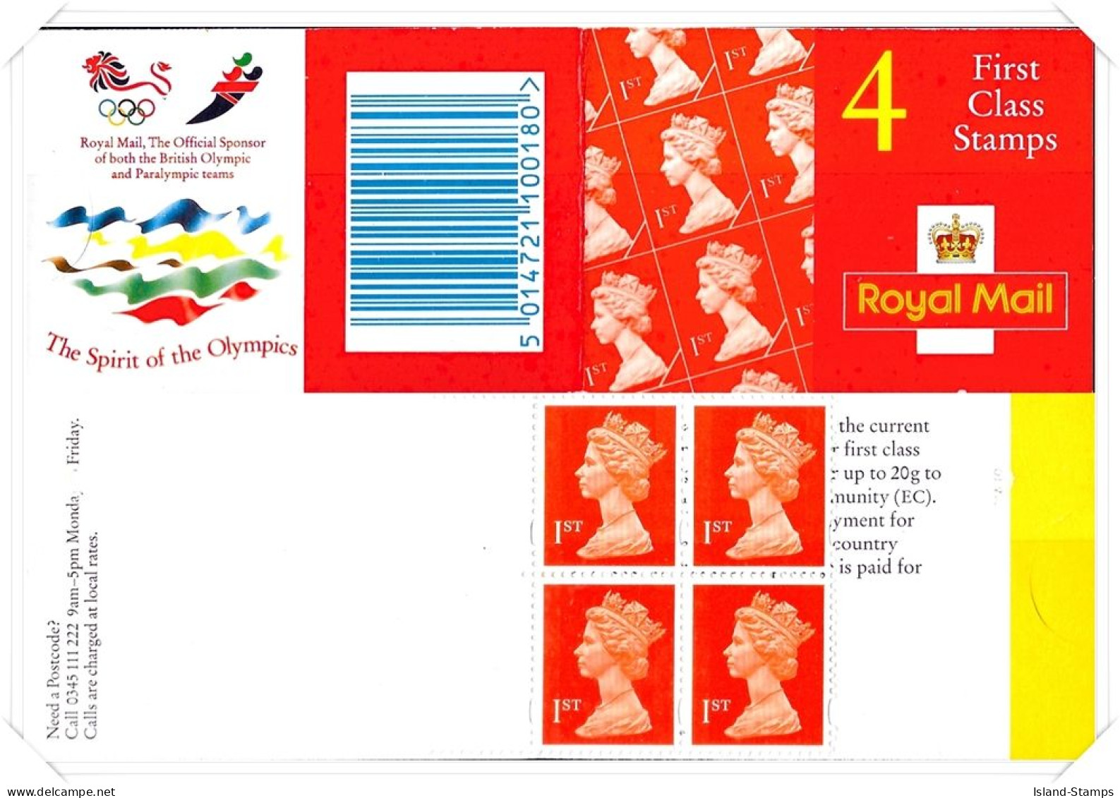 HB10 Booklet 4x1st Class Stamps HRD3-A - Libretti