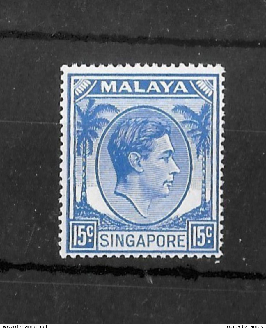 Singapore, 1948 KGVI Definitive 15c Ultramarine, Perf 17.5x18  MNH (S903) - Singapur (...-1959)