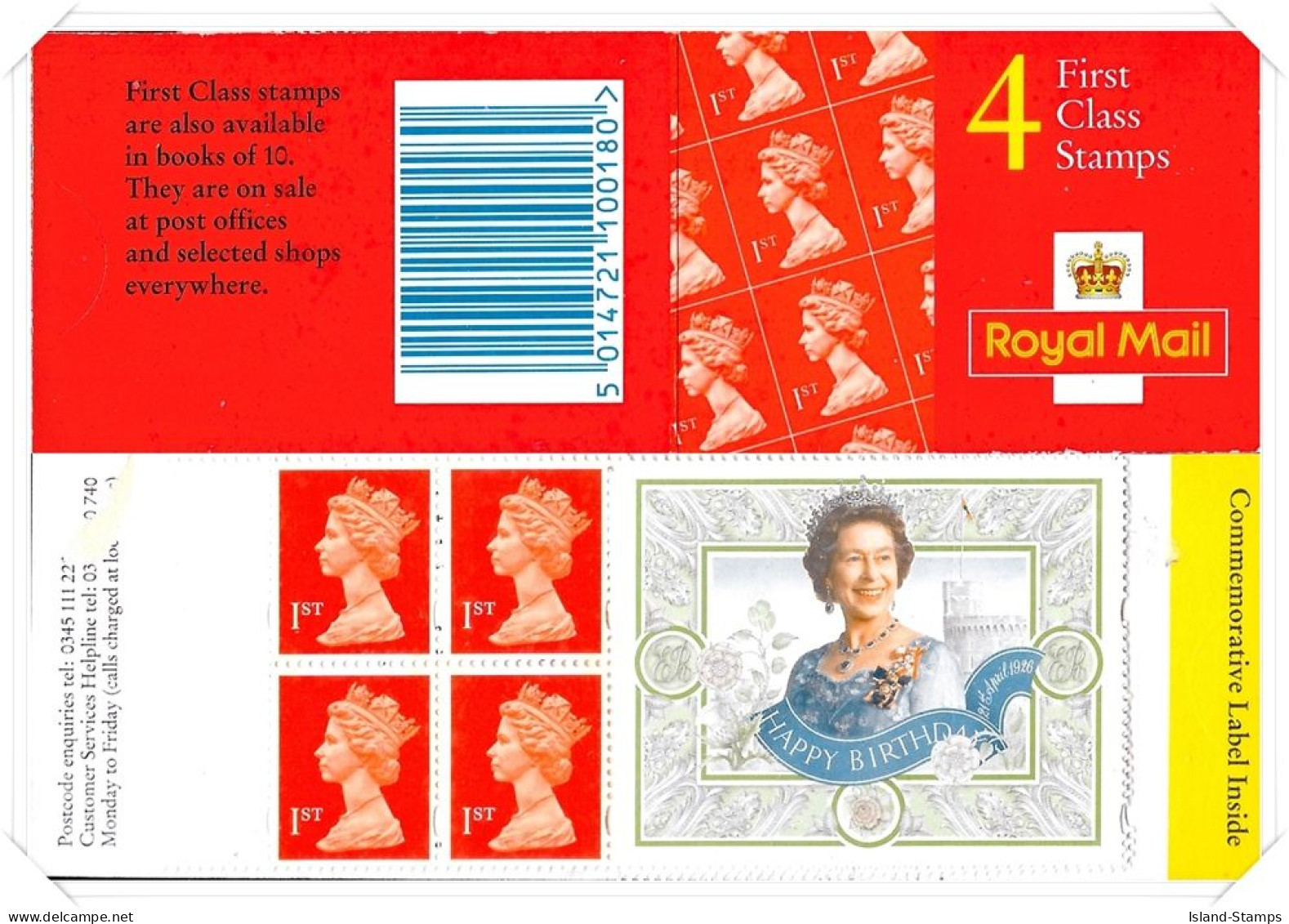 HB11 Booklet (Queen's Birthday Label Inside) 4x1st Class Stam HRD3-A - Carnets