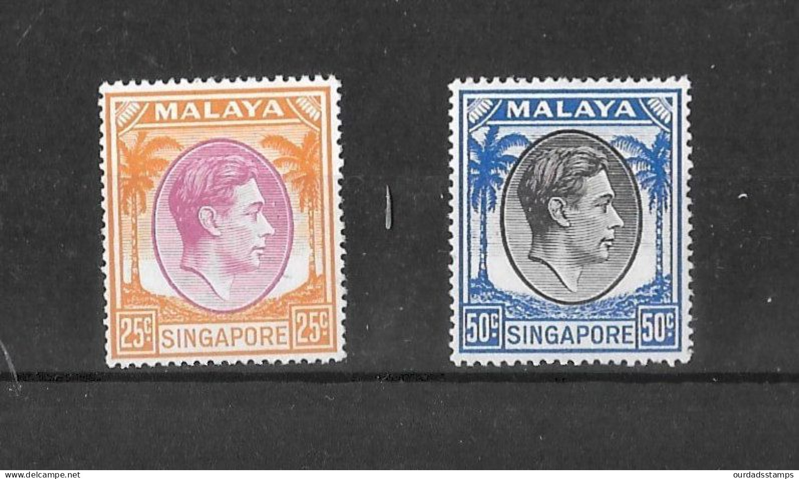 Singapore, 1948 KGVI Definitive 25c & 50c, Perf 17.5x18  MNH (S904) - Singapur (...-1959)