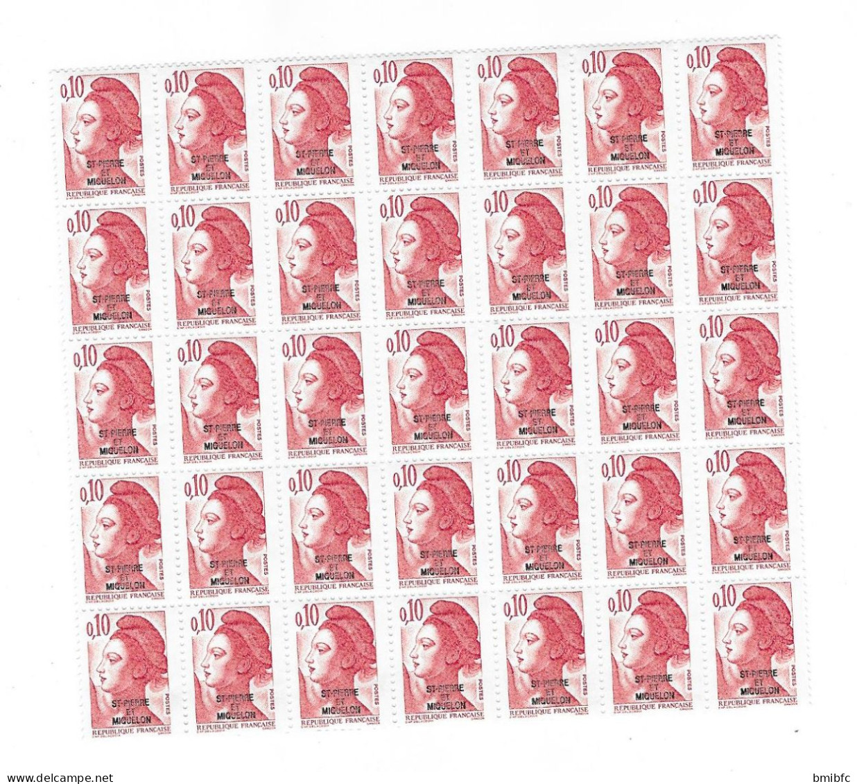 Bloc De 35 Timbres Neufs  + 1 Bloc De 40 + Bande De 12 : 0,10  Surchargé ST PIERRE ET MIQUELON - Unused Stamps