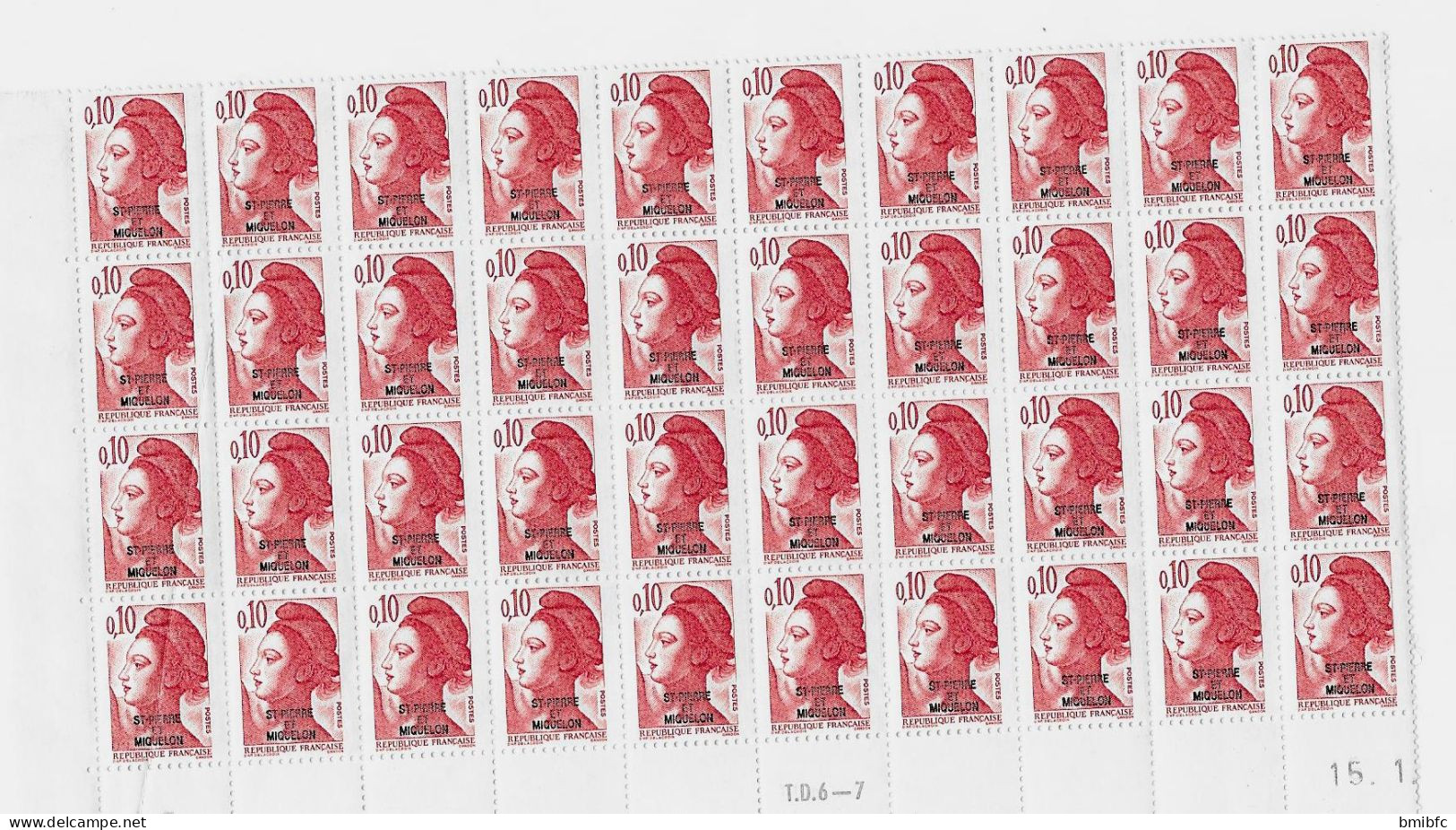 Bloc De 35 Timbres Neufs  + 1 Bloc De 40 + Bande De 12 : 0,10  Surchargé ST PIERRE ET MIQUELON - Unused Stamps