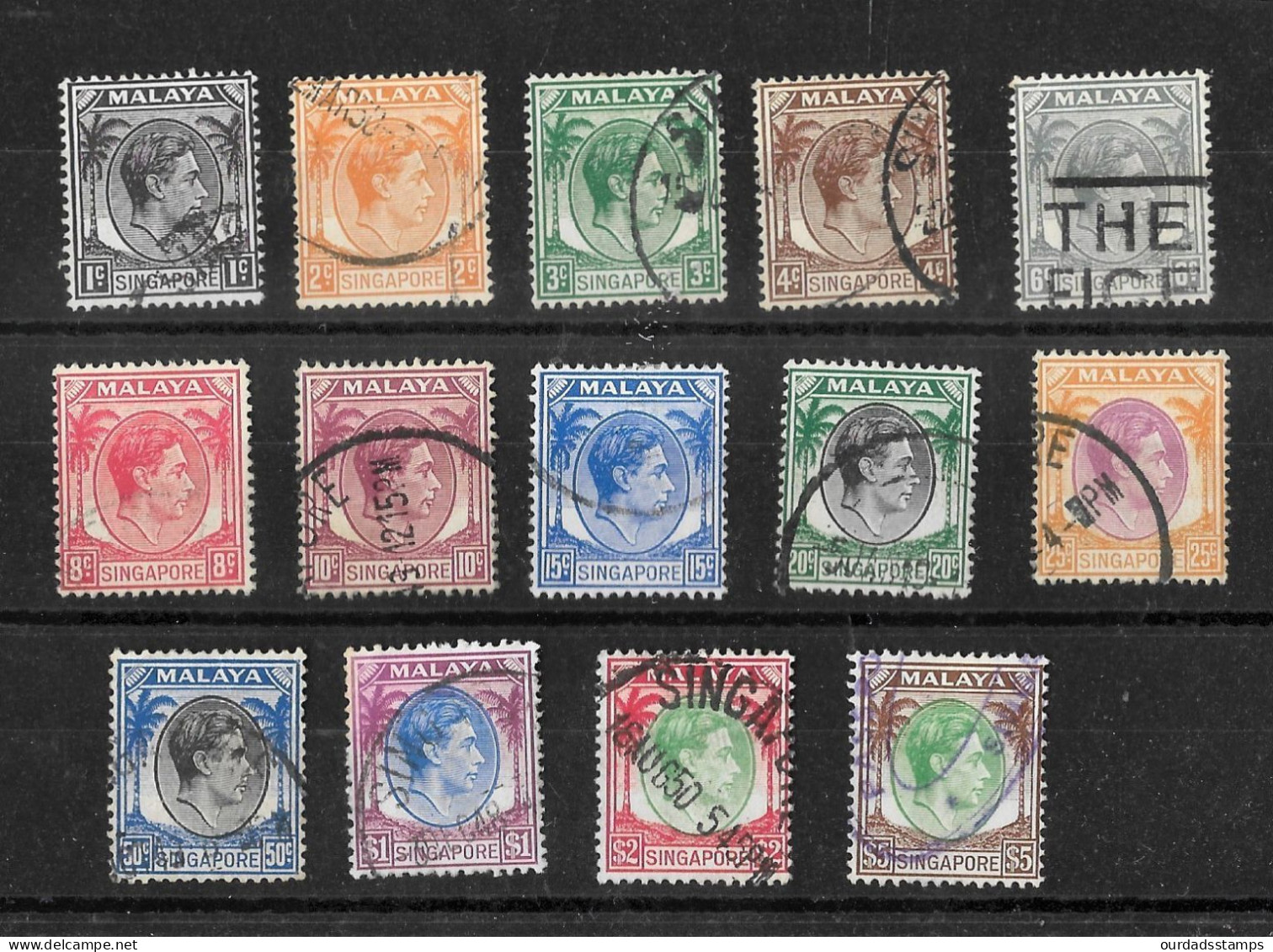 Singapore, 1948 KGVI Definitives, Perf 14 Almost Complete, Used (S906) - Singapour (...-1959)