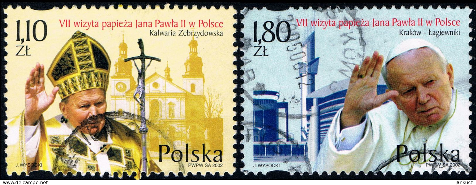 Poland 2002 Fi 3834-3835 Mi 3984-3985 7th Visit Of Pope John Paul II To Poland - Used Stamps