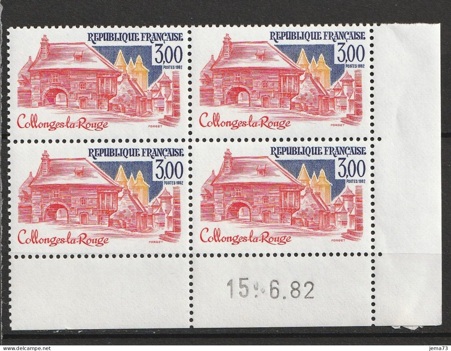 N° 2196 Région: Collonge La Rouge:l Bloc De 4 Timbres Neuf Impeccable Coins Datés 15.6.82 - 1980-1989