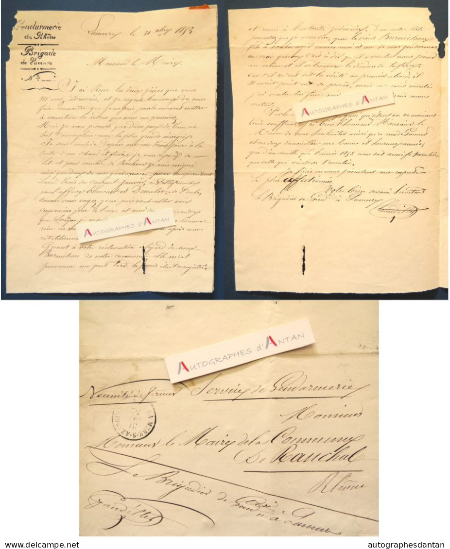 ● Gendarmerie / Brigade De LAMURES  (sur Azergues) 1852 - Rhône - Lettre Au Maire - Thevenet Burnichon - Documenti Storici