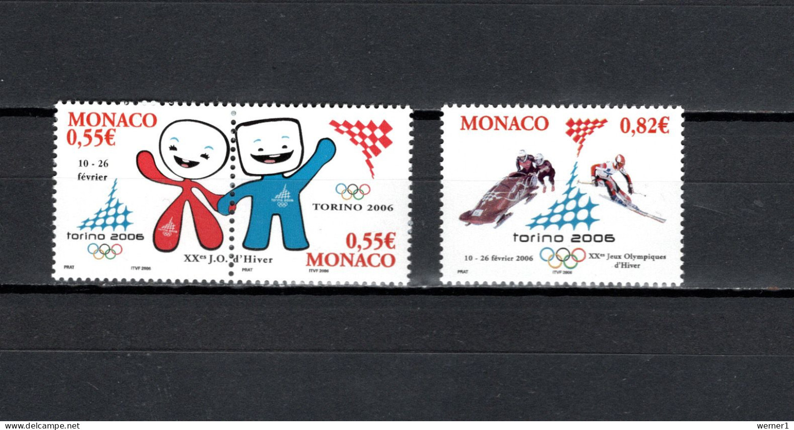 Monaco 2006 Olympic Games Turin Torino Set Of 3 MNH - Hiver 2006: Torino