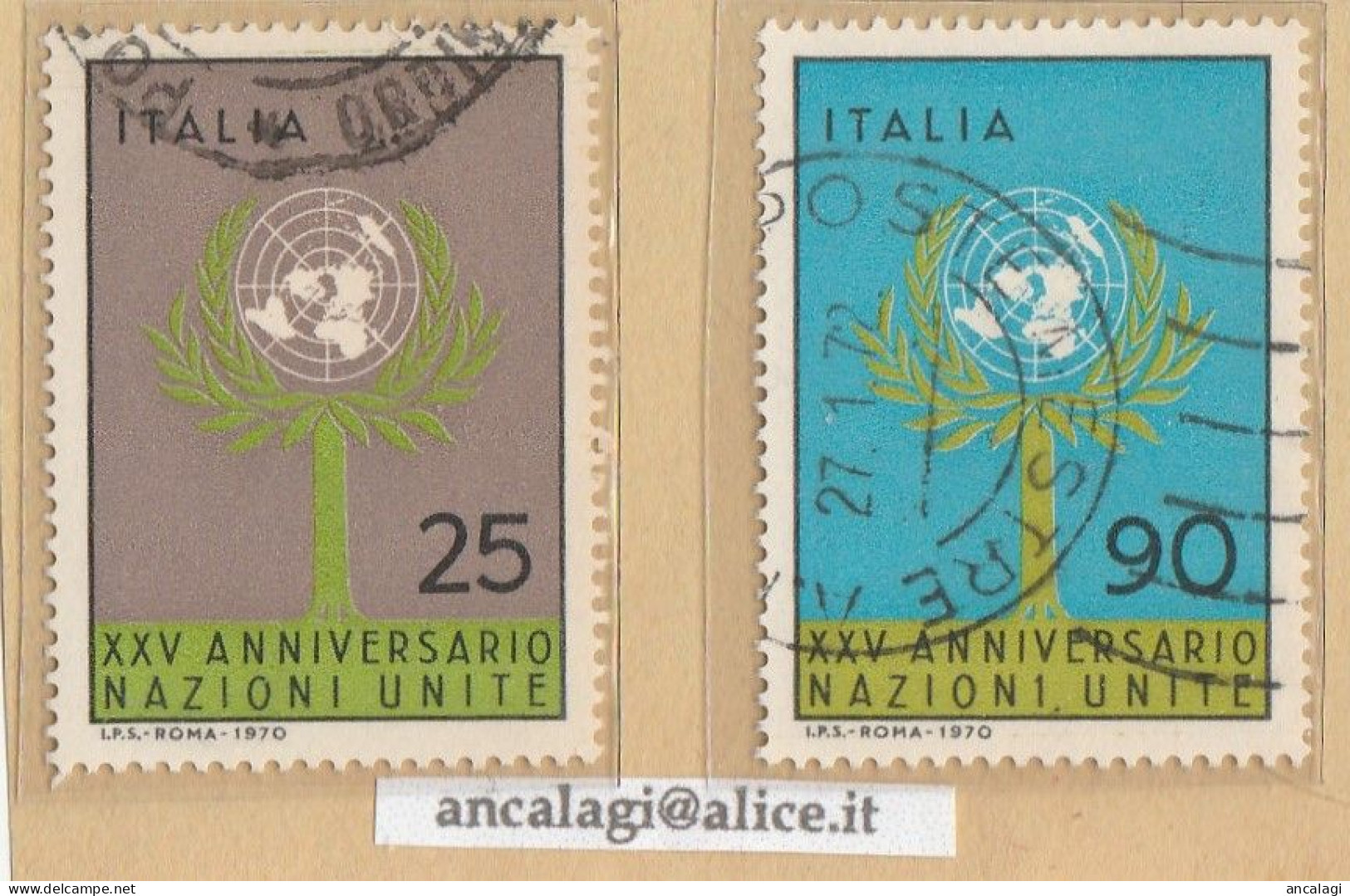 USATI ITALIA 1970 - Ref.0263 "NAZIONI UNITE" Serie Di 2 Val. - - 1961-70: Afgestempeld