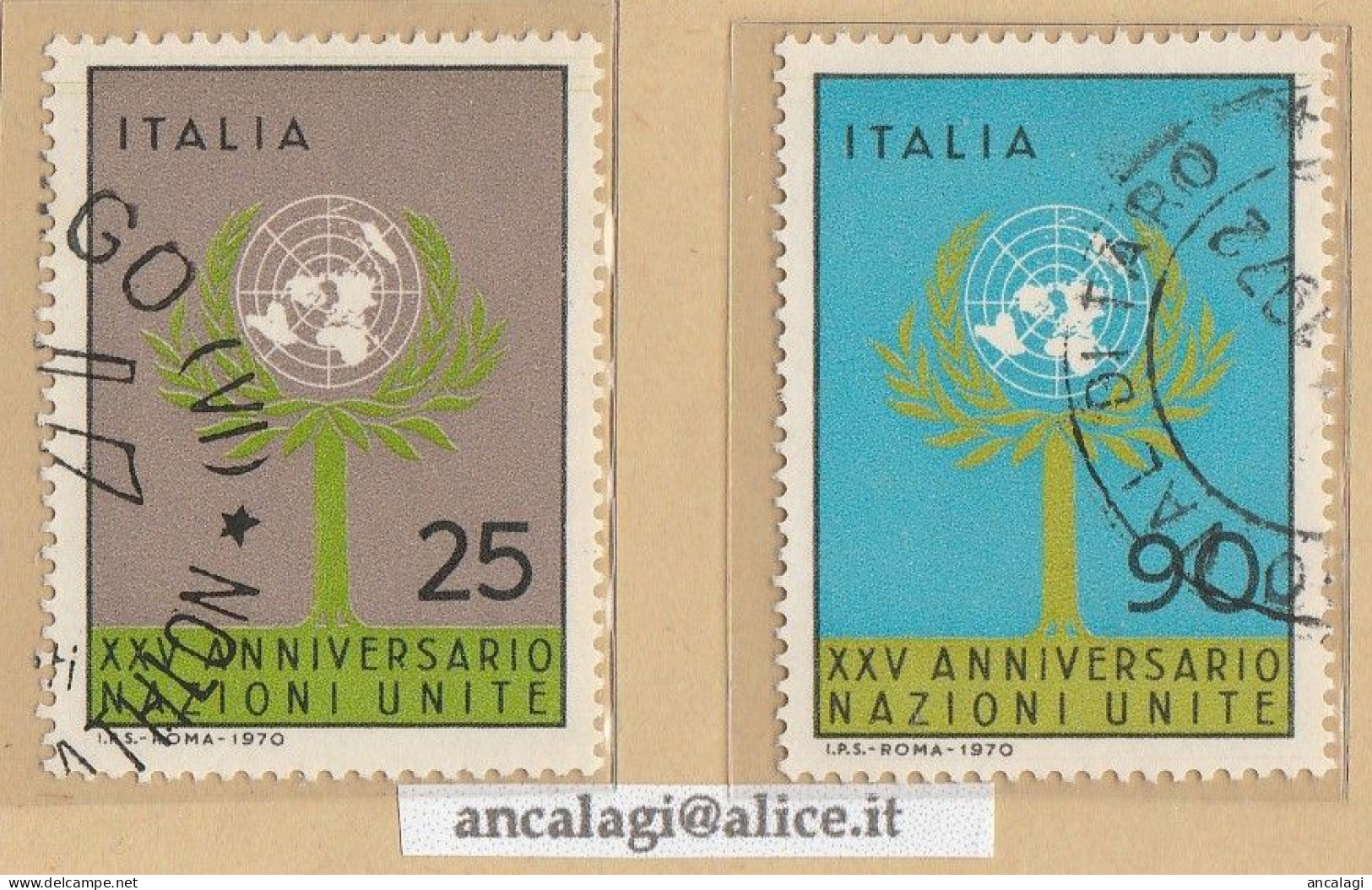 USATI ITALIA 1970 - Ref.0263A "NAZIONI UNITE" Serie Di 2 Val. - - 1961-70: Oblitérés