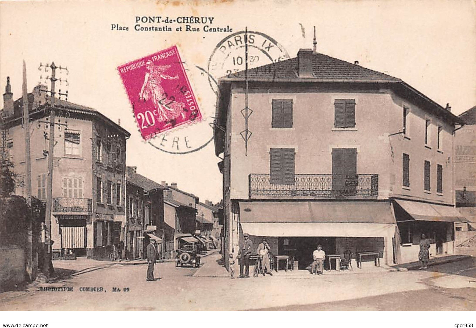 38 .n° 107175 .  Pont De Cheruy .voiture .cafe .place Constantin Et Rue Centrale . - Pont-de-Chéruy