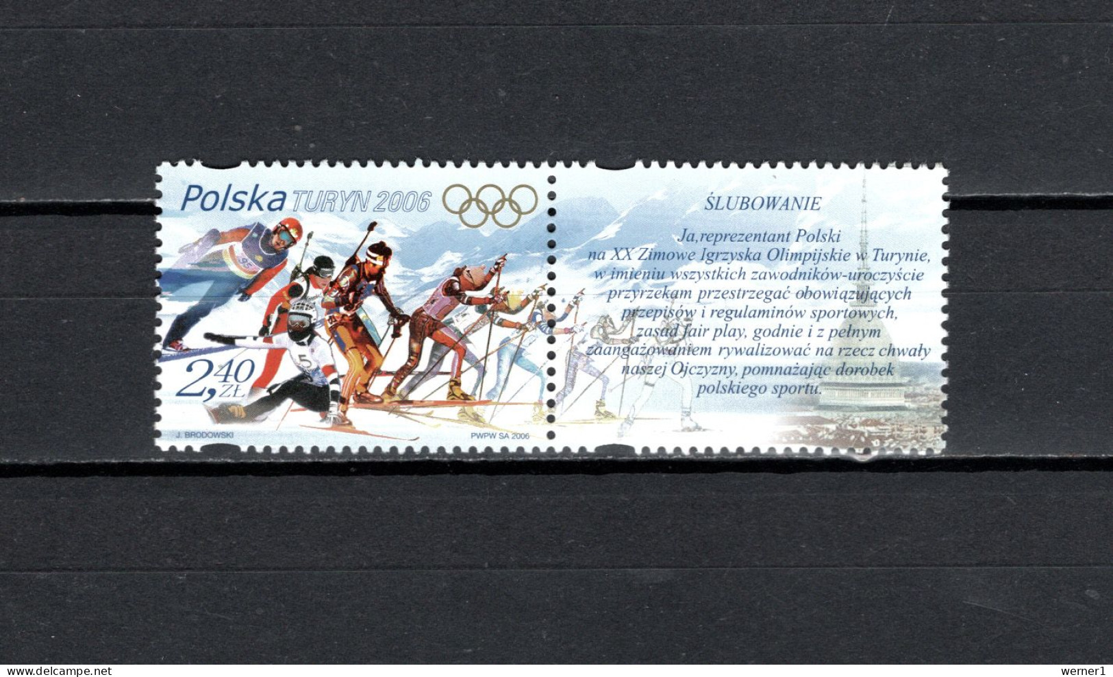 Poland 2006 Olympic Games Turin Torino Stamp With Label MNH - Winter 2006: Turin