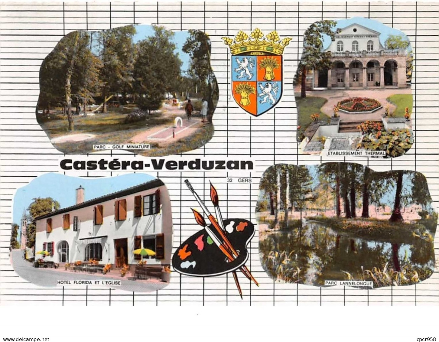 32 .  N°200396 .  CASTERA VERDUZAN  .  SOUVENIR DE CASTERA VERDUZAN  . CPSM . 14,5 X 10,5 - Castera