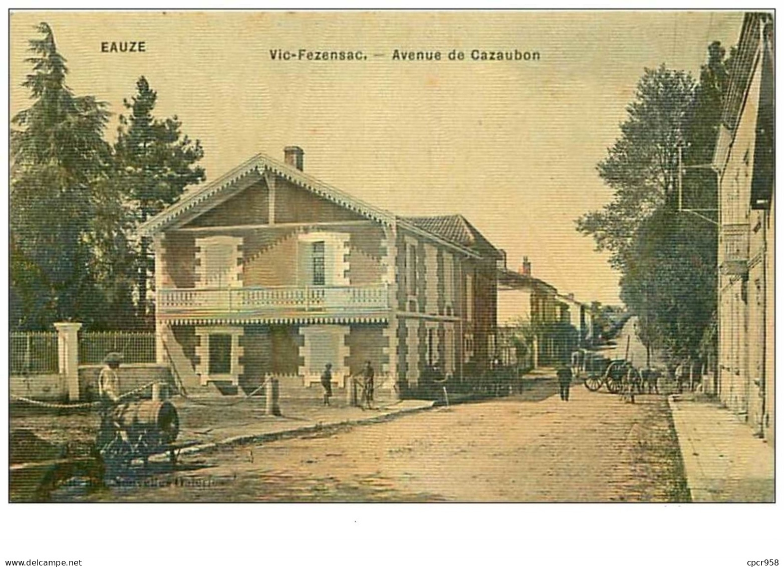 32.VIC-FEZENSAC.n°1.AVENUE DE CAZAUBON.CP TOILEE.RARE - Vic-Fezensac