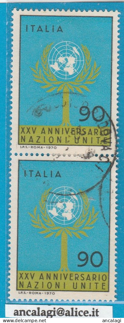 USATI ITALIA 1970 - Ref.0263B "NAZIONI UNITE" 1 Val. In Coppia - - 1961-70: Used