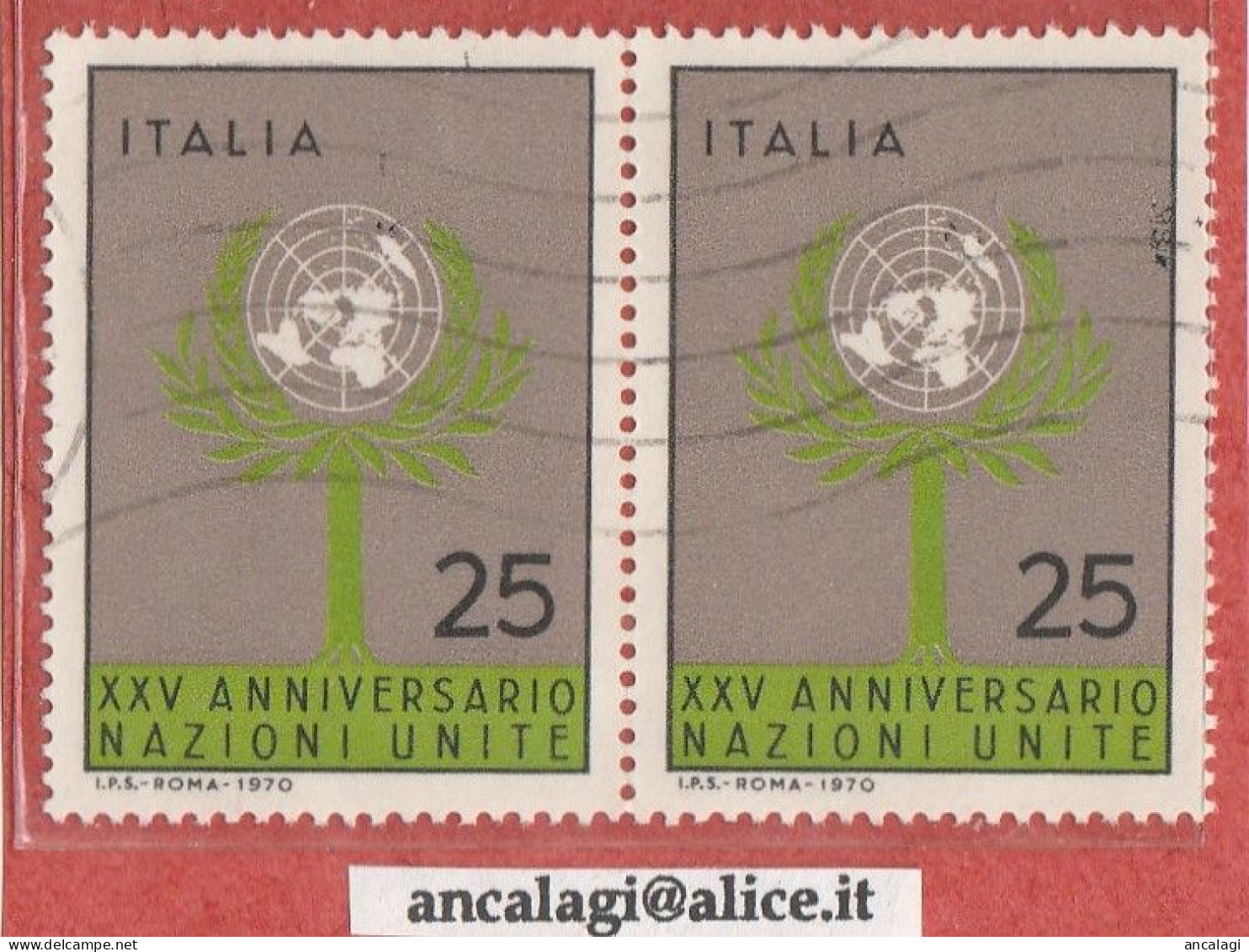 USATI ITALIA 1970 - Ref.0263C "NAZIONI UNITE" 1 Val. In Coppia - - 1961-70: Oblitérés