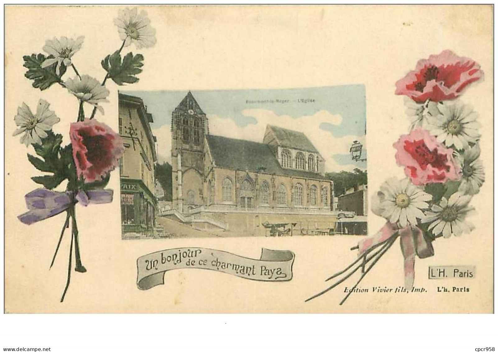 27.BEAUMONT LE ROGER.n°15404.L'EGLISE.UN BONJOUR DE CE CHARMANT PAYS - Beaumont-le-Roger