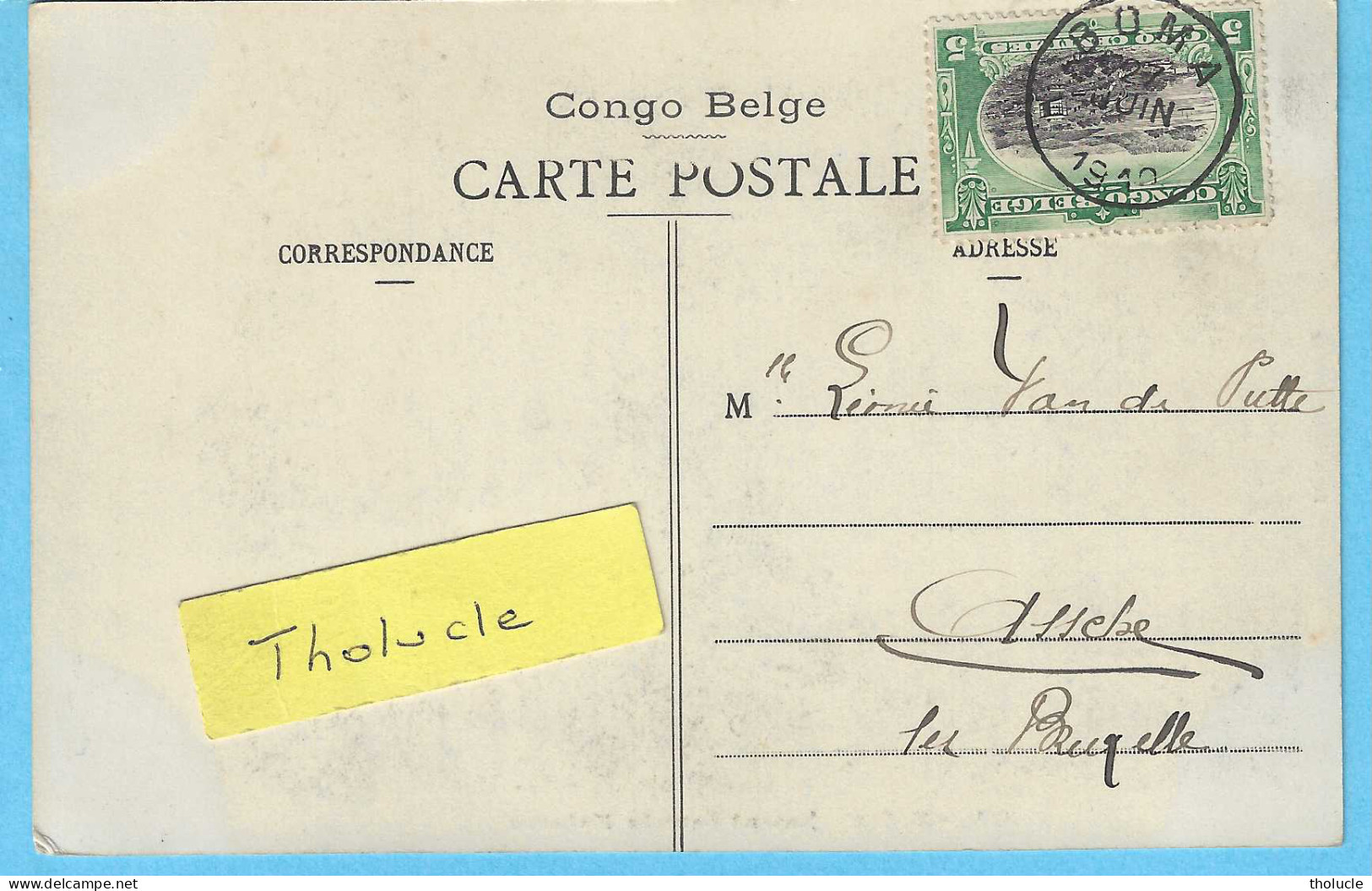 Timbre Type Mols-Congo Belge Unilingue-1909 5c Vert-N°50-Cachet "Boma-1910"-Boma-Enfants Jouant Dans La Kalamu - Briefe U. Dokumente