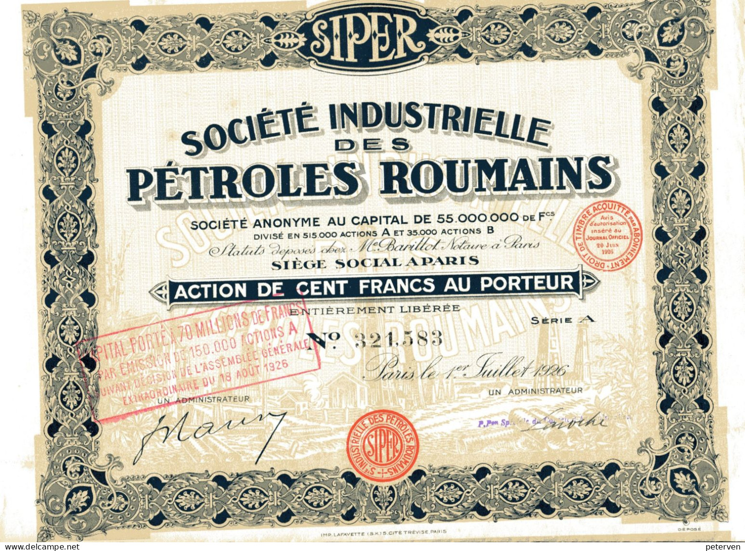 SIPER - Société Industrielle Des PÉTROLES ROUMAINS - Petróleo