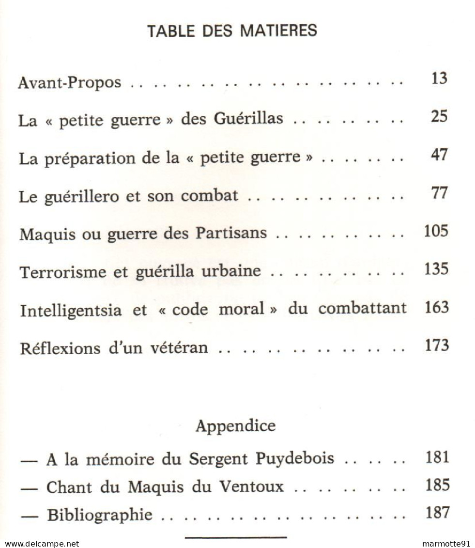 PETITE GUERRE DES GUERILLAS PAR COLONEL R. GUILLAUME TROUPES DE CHOC COMMANDOS D AFRIQUE MAQUIS INDOCHINE GCMA - Francese