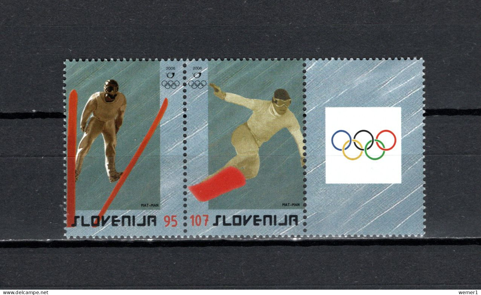 Slovenia 2006 Olympic Games Turin Torino Strip Of 3 - Invierno 2006: Turín