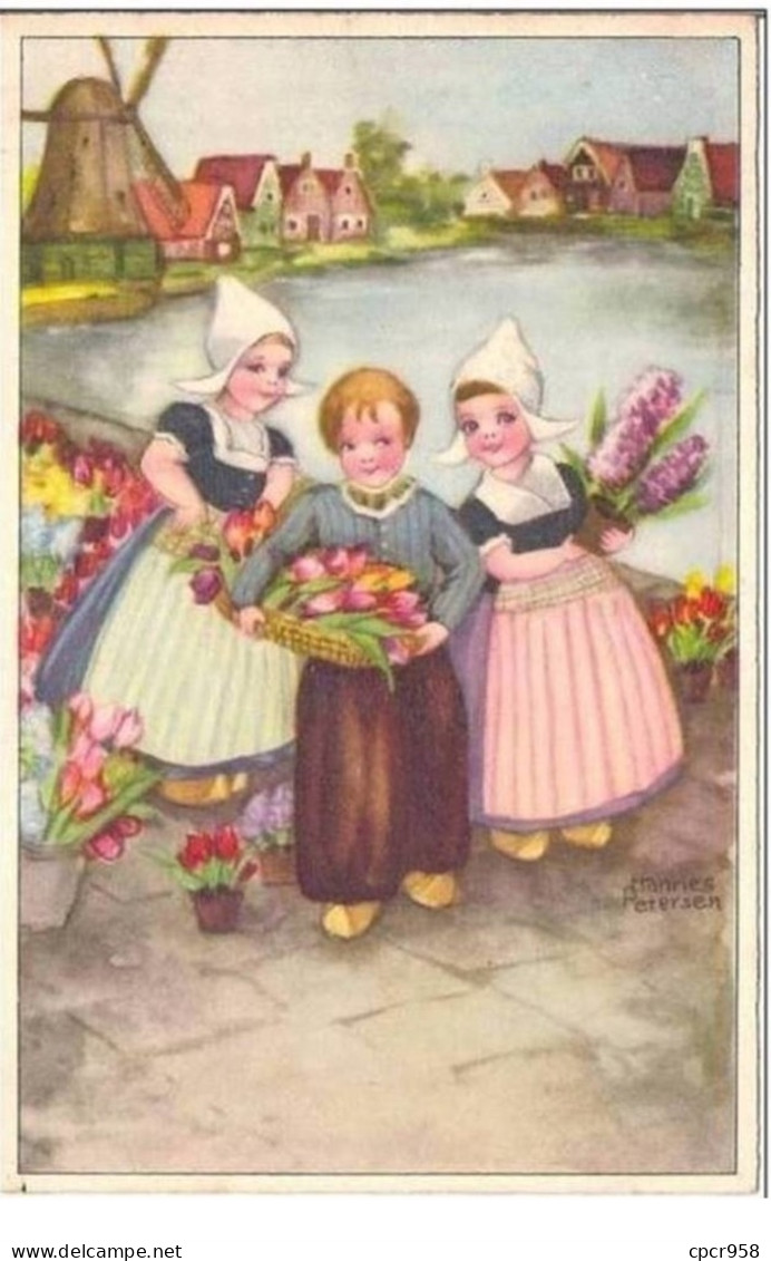 ILLUSTRATEURS.PETERSEN HANNES.ENFANTS, FLEURS ET MOULIN. - Petersen, Hannes