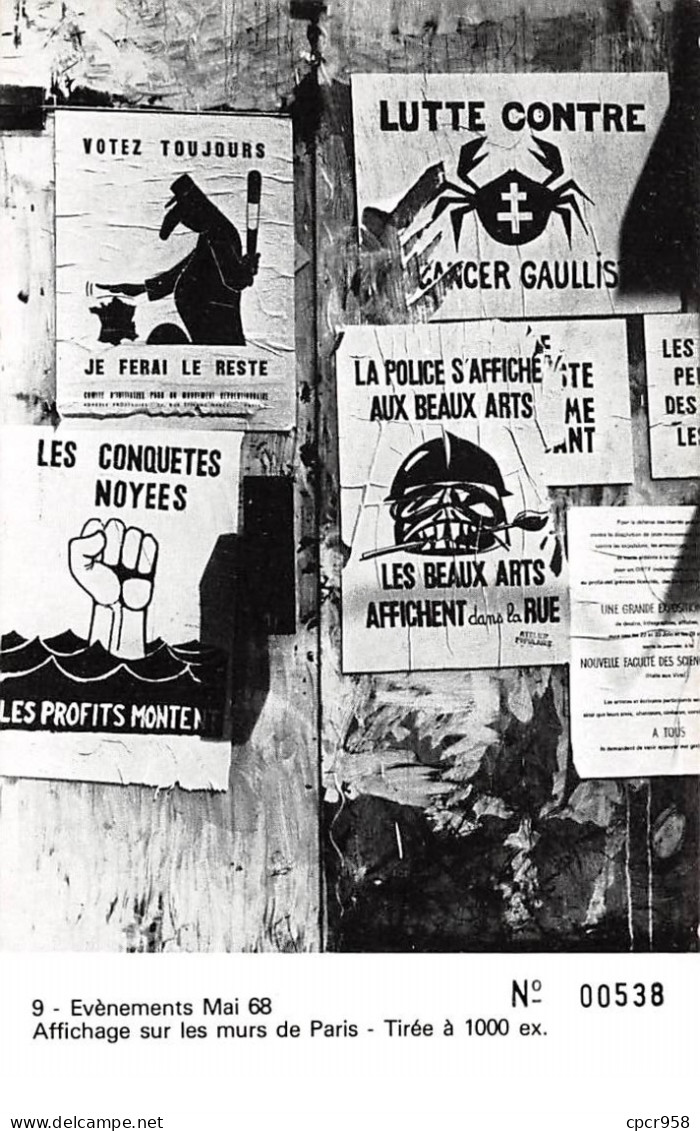 Grèves - N°64456 - Evénements Mai 68 N°9 - Affichage Sur Les Murs DeParis - Tirée à 1000 Ex N°538 - CPM - Streiks