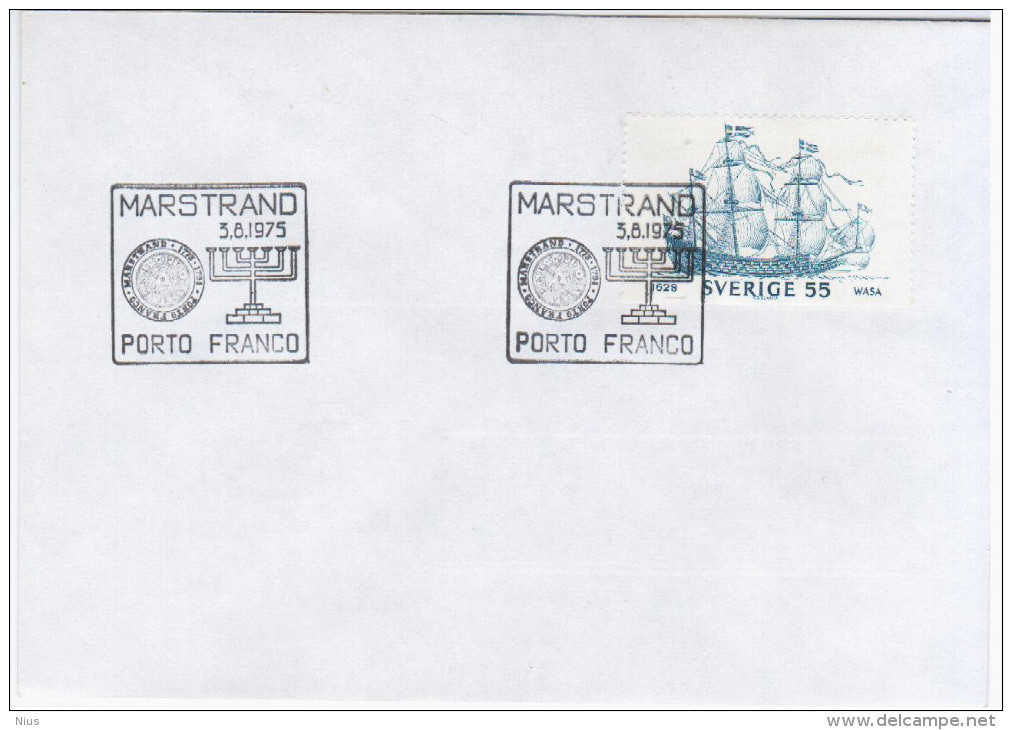 Sweden Sverige 1975 FDC Marstrand, Porto Franco, Wasa, Menora Jewish Judaica, Ship Ships - FDC