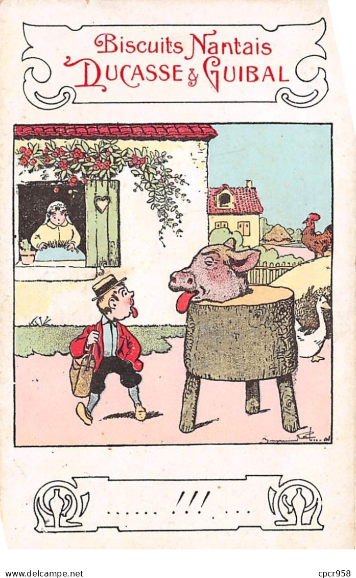 Illustrateur - N°65571 - B. Rabier - Biscuits Nantais Ducasse & Guibal - Garçon Tirant La Langue à Une Tête De Cochon - Rabier, B.