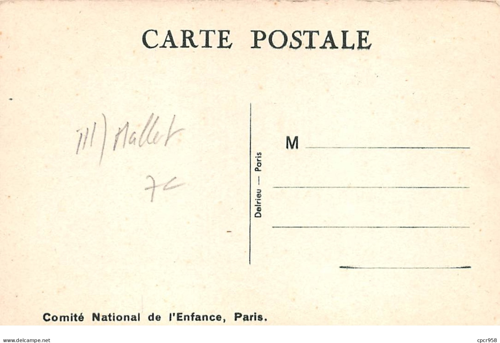 Illustrateur - N°65610 - B. Mallet - Grandes Vacances - Comité National De L'Enfance - Mallet, B.