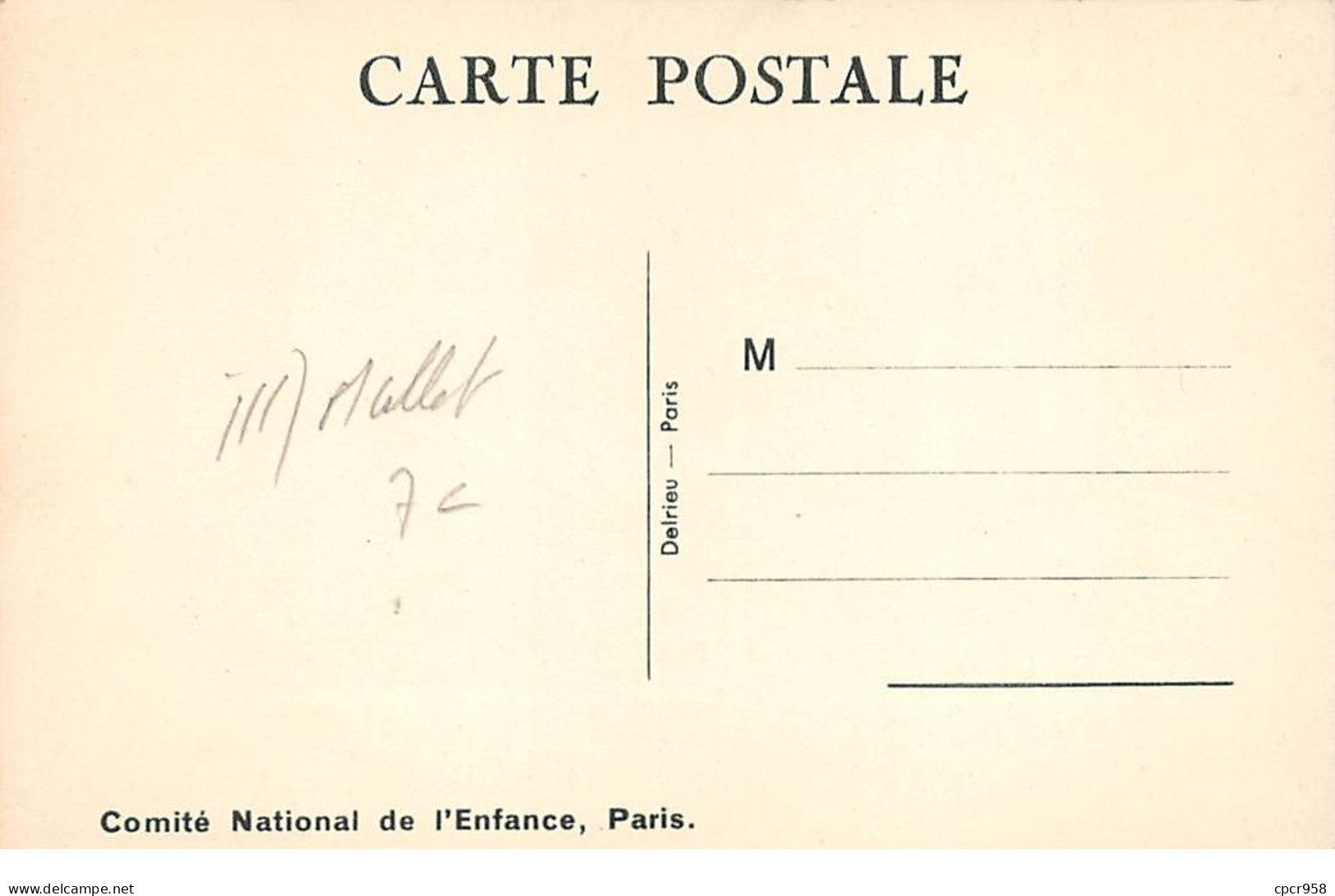 Illustrateur - N°65612 - B. Mallet - Un ... Deux ... Et ... - Comité National De L'Enfance - Mallet, B.