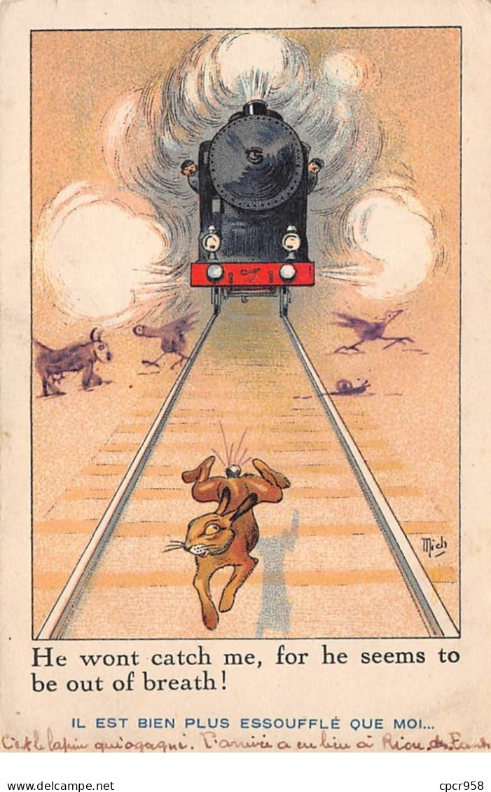 Illustrateur - N°65649 - Mich 7047 N°7 Les Animaux Nos Frères - Il Est Bien Plus Essoufflé Que Moi ... - Train - Mich