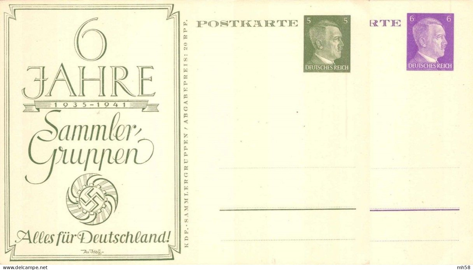 ALLEMAGNE REICH - Entier Privé / Ganzsache Privat * - PP 155 C3 + PP 156 C3 - 6 Jahre Sammlergruppen 1935-1941 - Private Postal Stationery