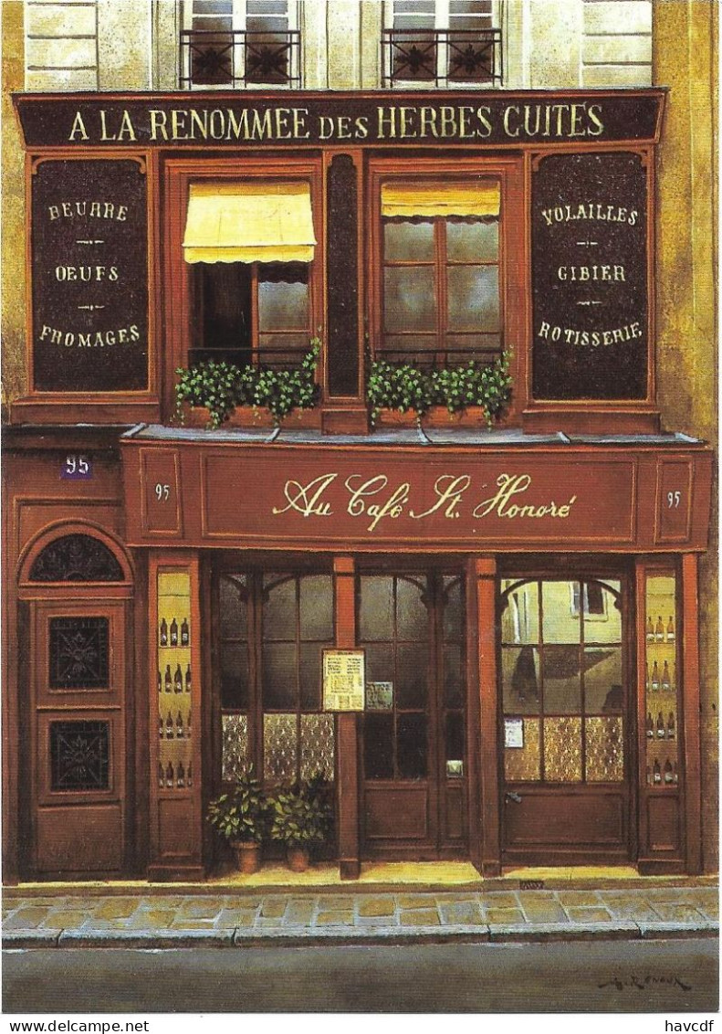 CPM - édit. L'AVION POSTAL - RF 83 - Au Café St. Honoré ;PARIS, Par ANDRE RENOUX - Cafes