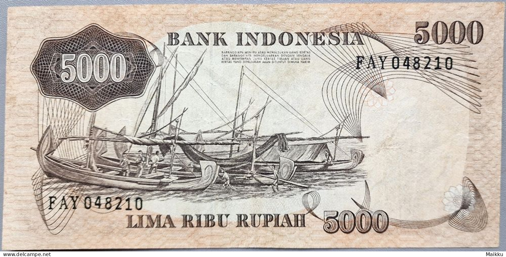 Indonesia 5000 Rupiah 1975 P-114 VF+ (circulated) - Indonesia