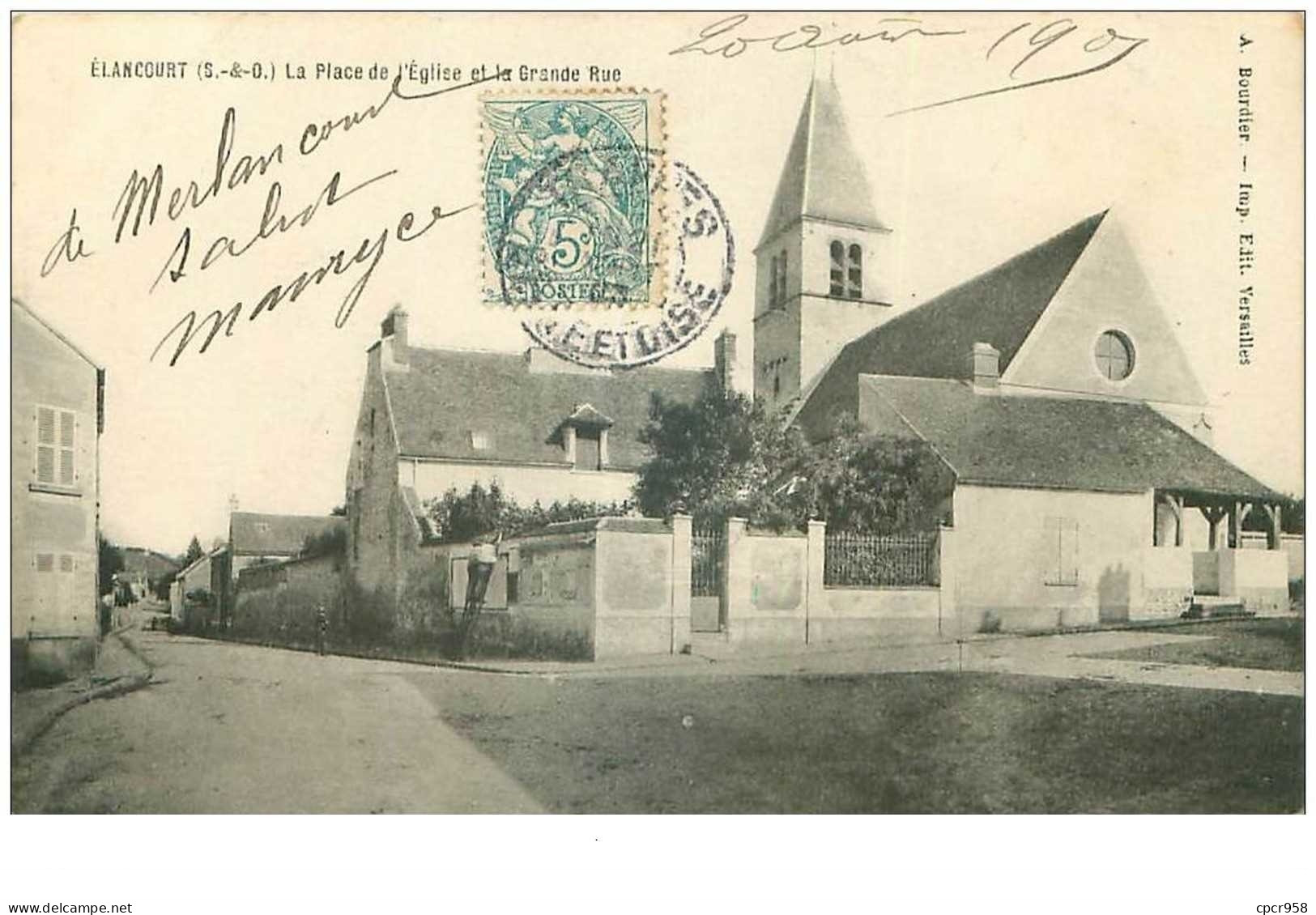 78.ELANCOURT.n°24076.LA PLACE DE L'EGLISE ET LA GRANDE RUE - Elancourt