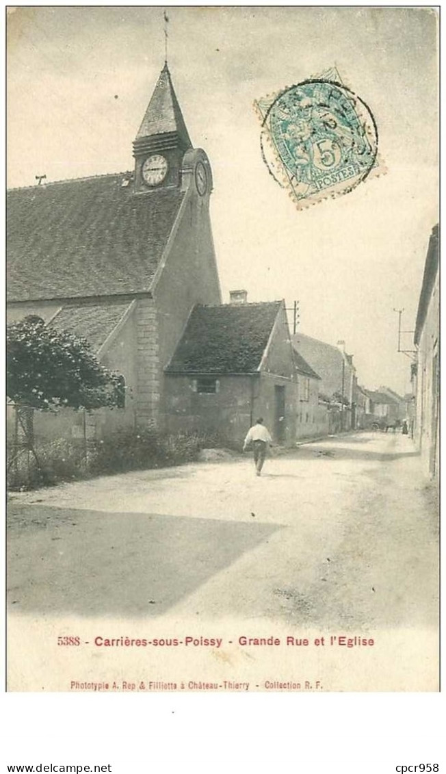 78.CARRIERES SOUS POISSY.n°17585.GRANDE RUE ET L'EGLISE - Carrieres Sous Poissy