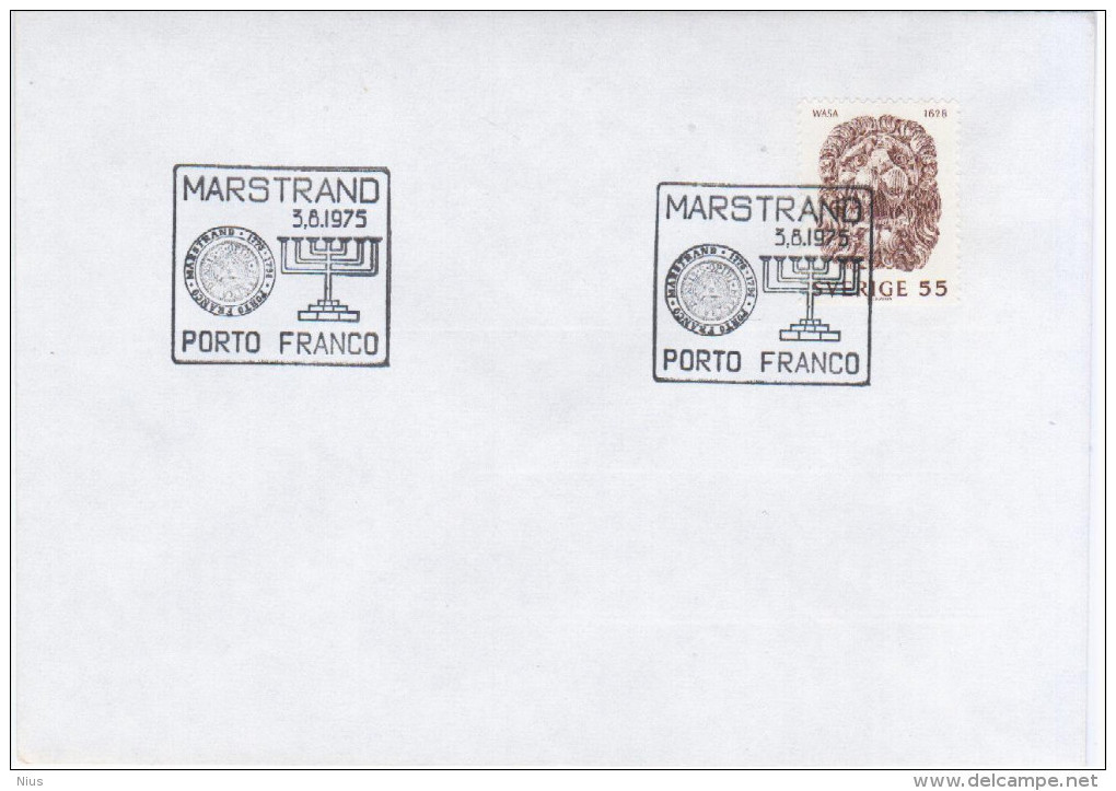 Sweden Sverige 1975 FDC Marstrand, Porto Franco, Wasa, Menora Jewish Judaica - FDC