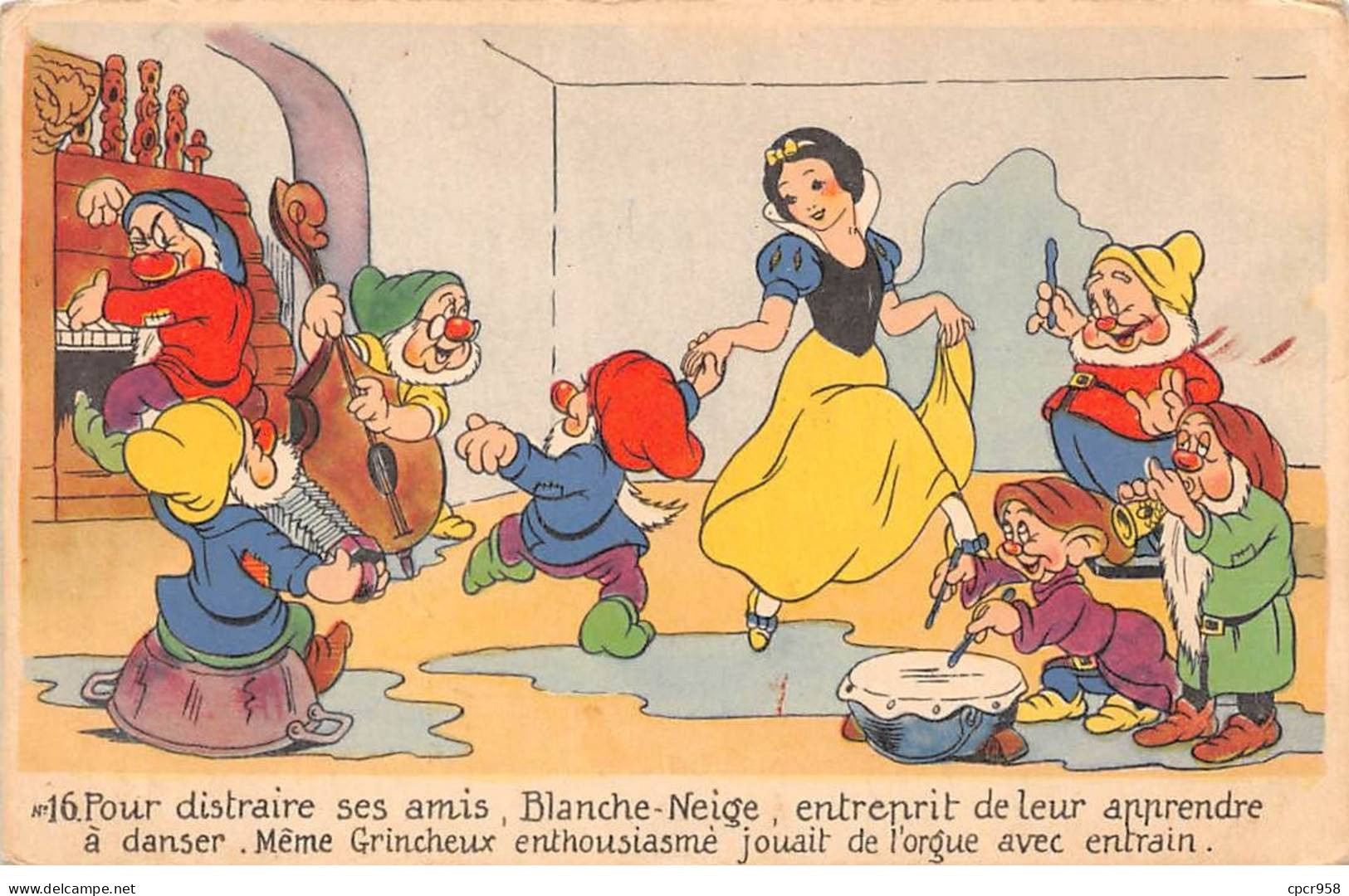 Disney - N°87834 - Pour Distraire Ses Amis, Blanche-Neige Entreprit De Leur Apprendre .... Entrain - N°16 - Disneyland