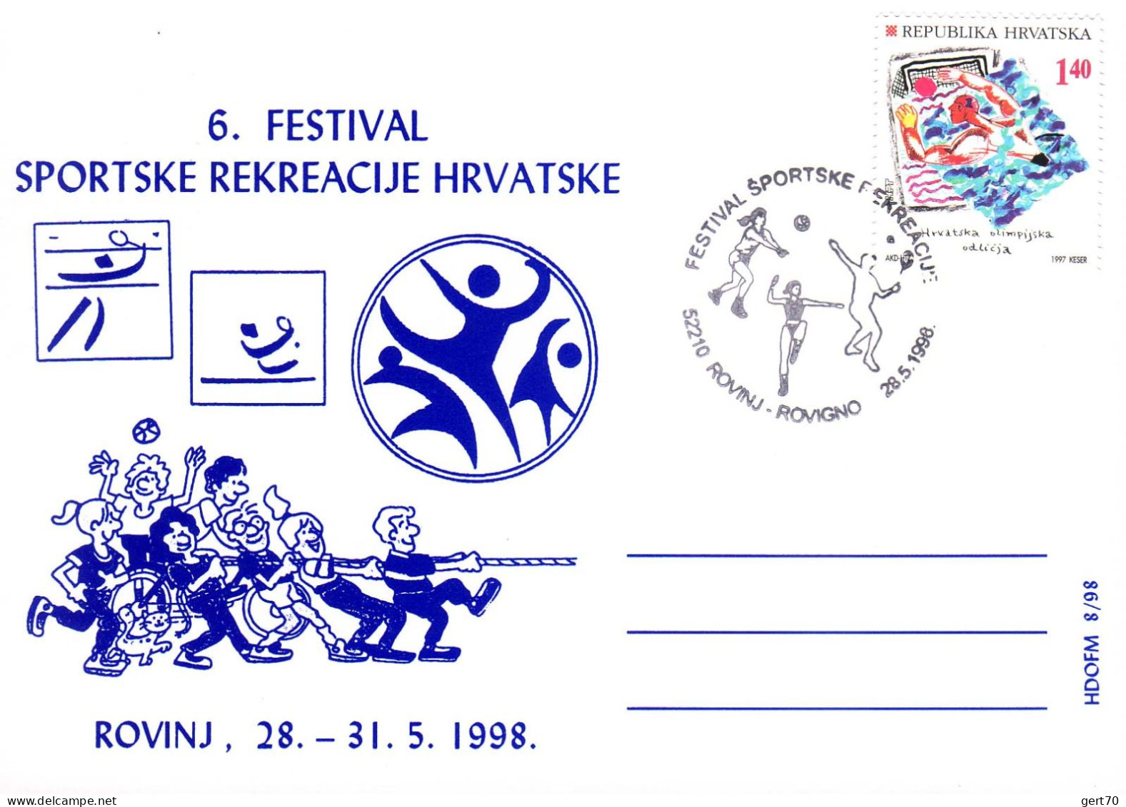 Croatia / Croatie 1998, 6th Recreational Sports Festival / 6ème Festival De Sports Récréatifs / Rovigno - Otros & Sin Clasificación