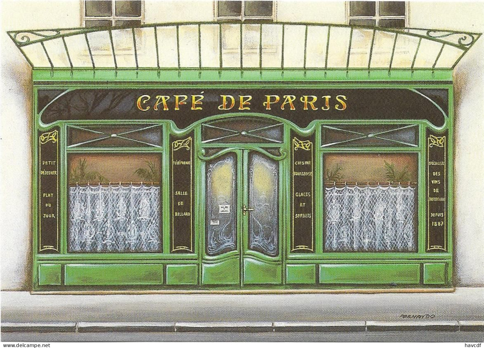 CPM - édit. L'AVION POSTAL - DC 39 - CAFE DE PARIS, Par Fernando DA CUNHA - Cafes